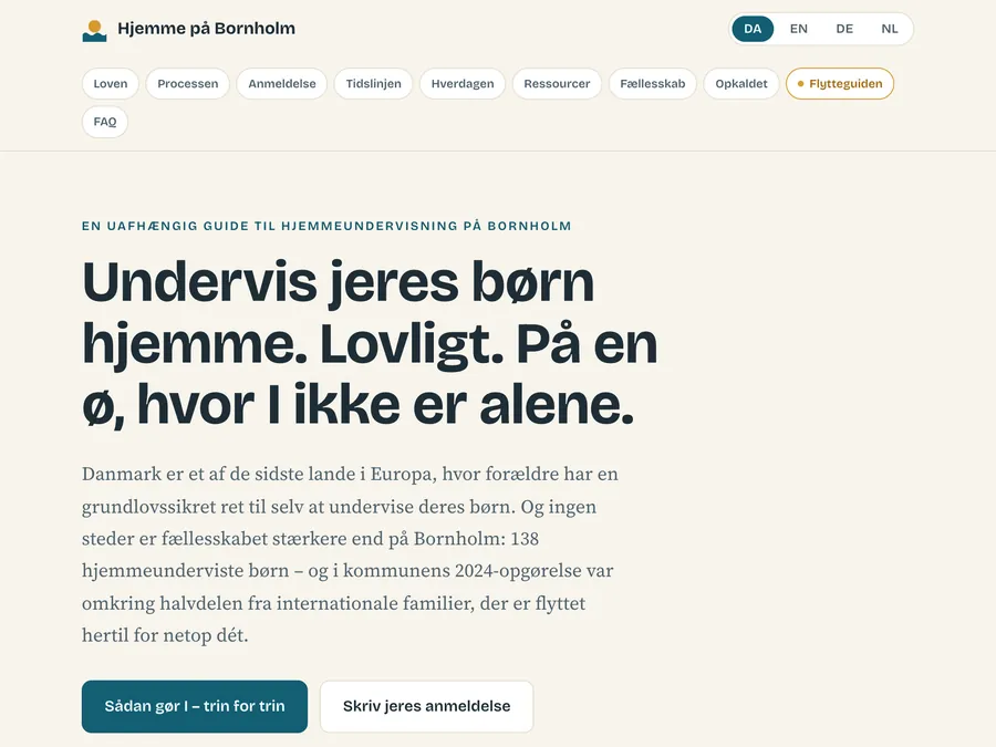 Hjemme på Bornholm - hjemmeside på tre sprog
