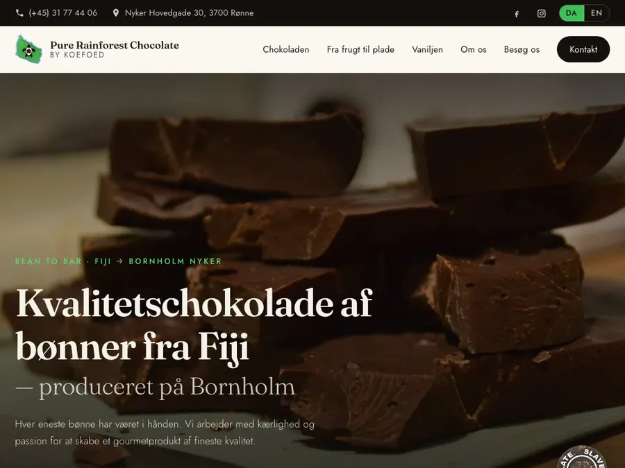 Pure Rainforest Chocolate - hjemmeside